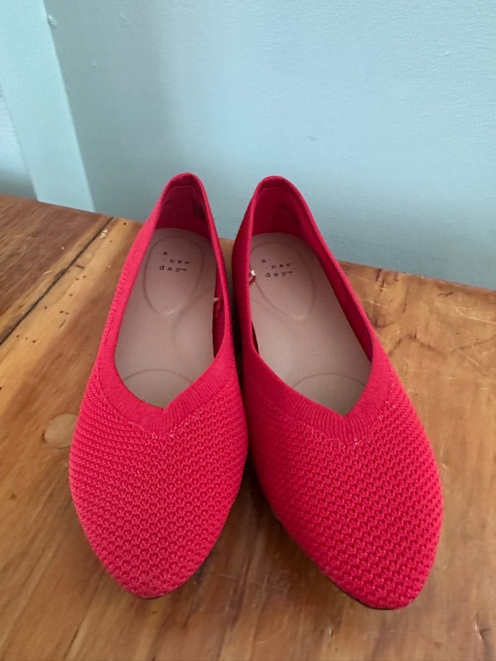 a new day Red Knit Pointed-Toe Slip-On Flats